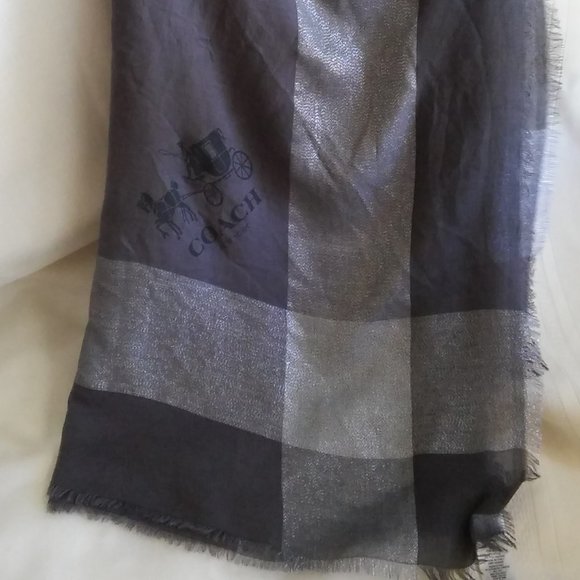 Coach Unisex Metallic Windowpane Scarf - Picture 1 of 5